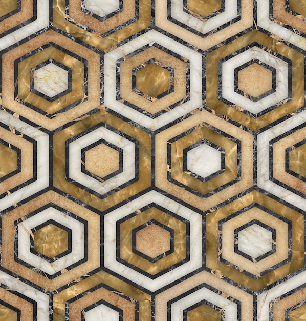 Motif géométrique hexagonal avec texture marbre