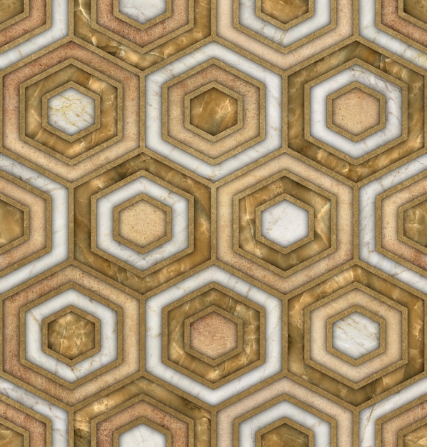 Motif géométrique hexagonal avec texture marbre