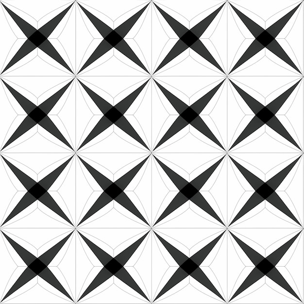 un motif géométrique noir et blanc avec un triangle blanc en bas.