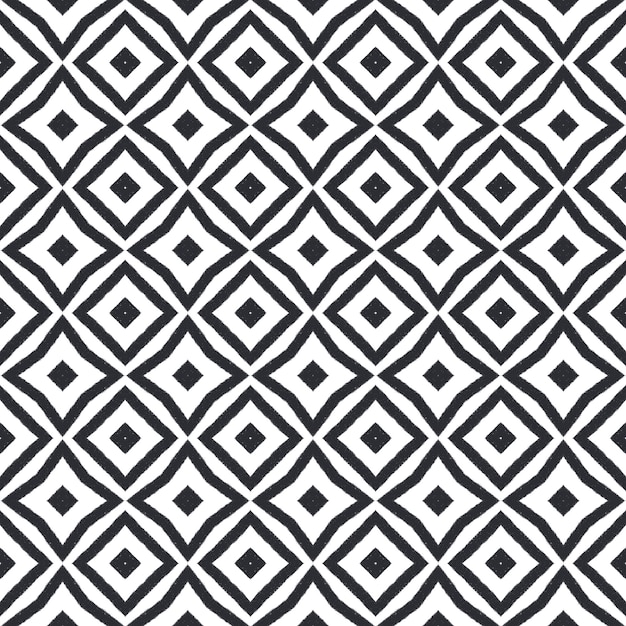 Motif géométrique sans soudure. Fond de kaléidoscope symétrique noir. Impression fantastique prête pour le textile, tissu de maillot de bain, papier peint, emballage. Conception sans couture géométrique dessinée à la main.