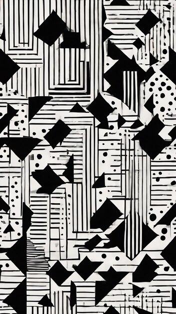 Motif géométrique avec style Memphis noir et blanc pour la page de tissu
