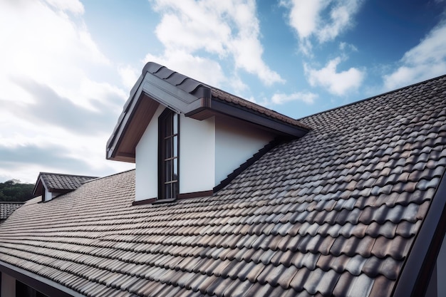 Motif géométrique de tuiles sur le toit d'une maison minimaliste