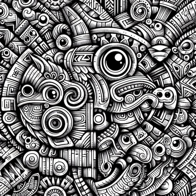 Photo le motif de griffon maya en noir et blanc