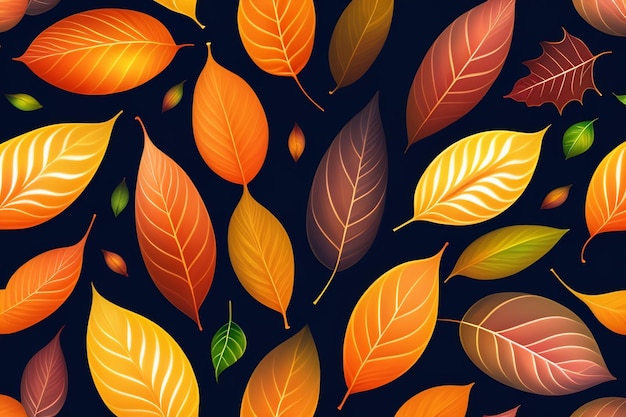 Un motif harmonieux de feuilles colorées avec les mots automne en bas