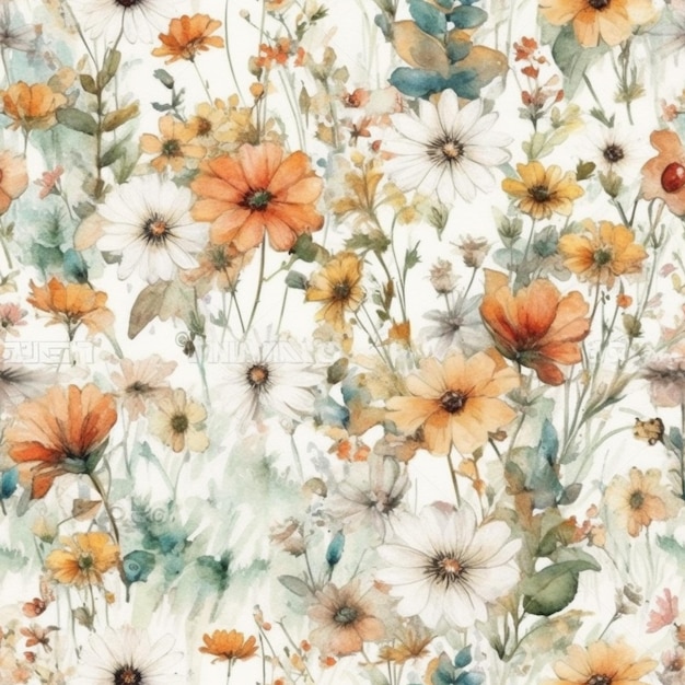 Un motif harmonieux de fleurs avec une coccinelle en arrière-plan. - redevance - illustration abstraite gratuite