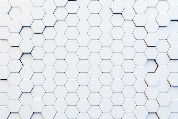 Motif hexagonal blanc avec des contours bleus sur un fond propre concept de toile de fond moderne Rendering 3D