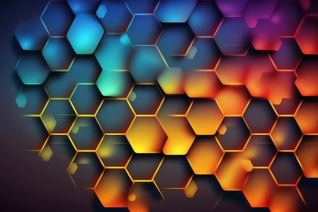 Un motif hexagonal coloré avec le mot hexagones dessus.