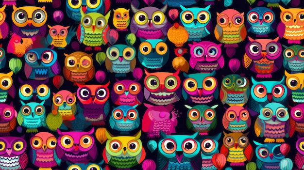 Motif de hibou coloré sans soudure