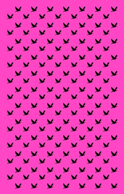 Un motif homogène d'illustration de pigeon volant noir sur fond rose