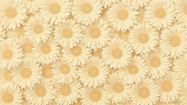 Un motif homogène de marguerites jaunes sur un fond jaune.