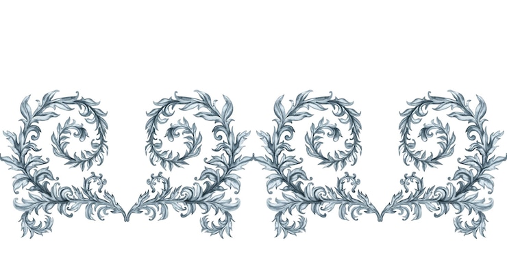 Photo motif horizontal sans couture avec des branches et des feuilles en aquarelle florale gris monochrome