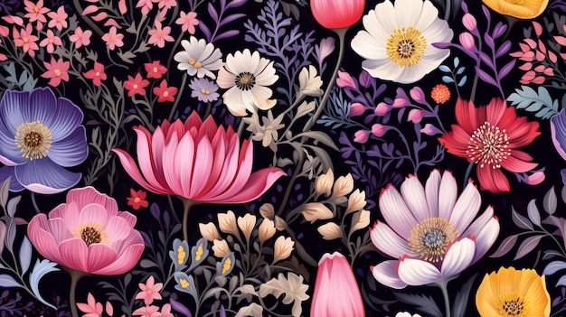 Motif d'illustration sans couture de la belle fleur