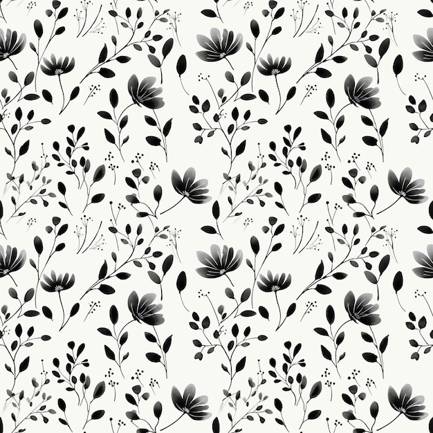 Motif d'impression florale en noir et blanc