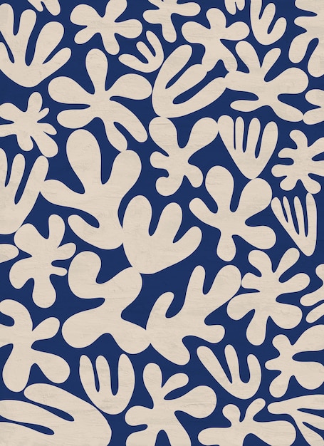 Motif imprimable abstrait floral botanique de style Matisse moderne peint