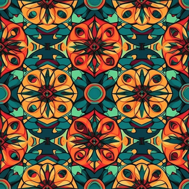 Motif kaléidoscopique vibrant et hypnotique sans soudure