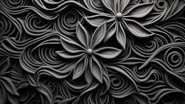 Motif de liane noir avec des couleurs IA générative