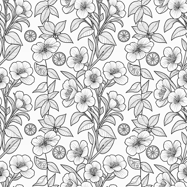 Un motif en ligne sans couture avec des fleurs