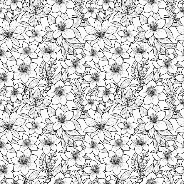 Un motif en ligne sans couture avec des fleurs