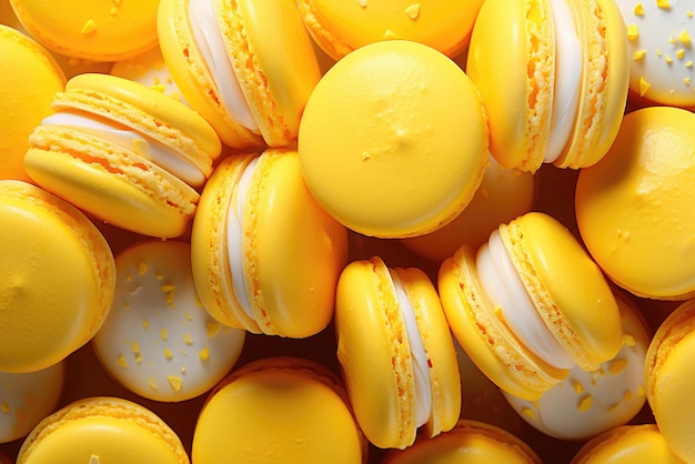 Un motif de macaroons jaunes en gros plan