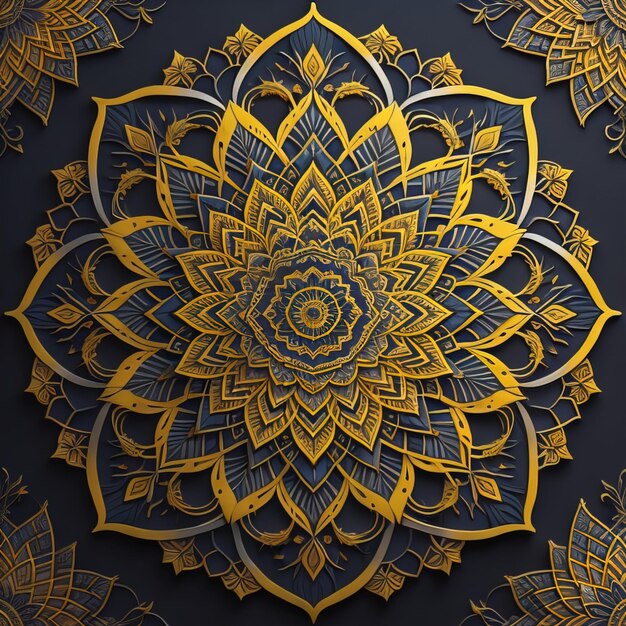 Photo motif de mandala éléments décoratifs vintage fond oriental dessiné à la main ai génératif