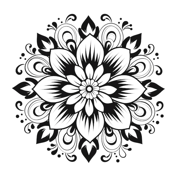 Motif de mandala de fleur sur fond blanc pour la décoration Page de coloriage de mandala Motif d'ornement