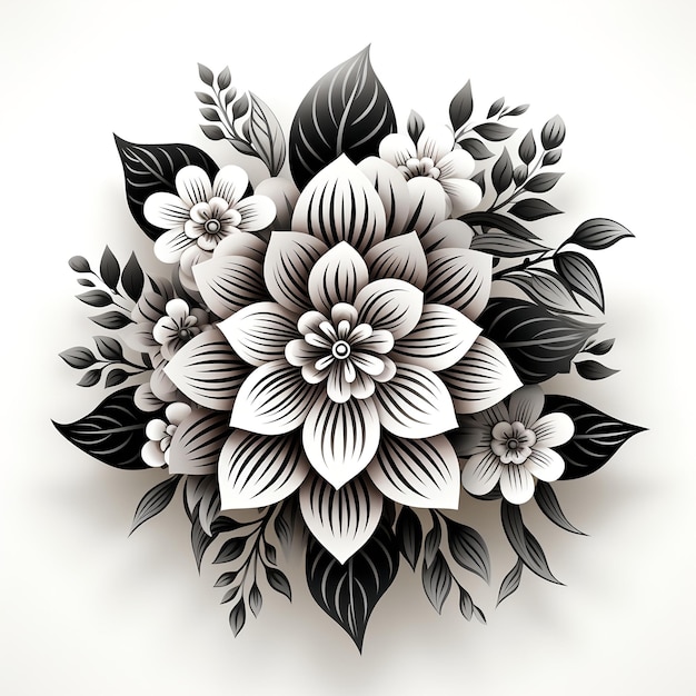 Motif de mandala de fleur sur fond blanc pour la décoration Page de coloriage de mandala Motif d'ornement