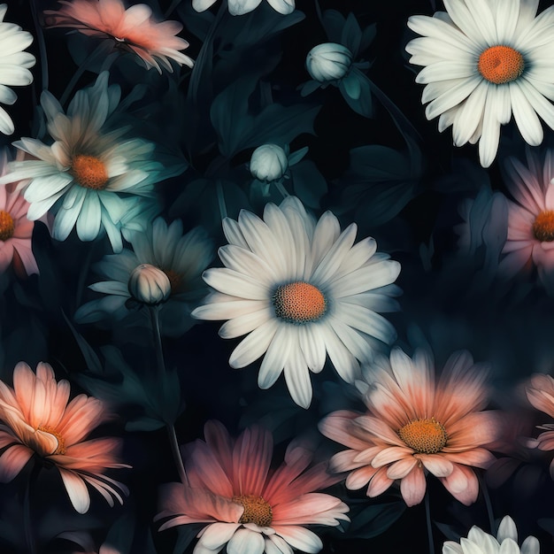 Motif Marguerites Aquarelle Sans Soudure Répétant Fond Floral Generative AI