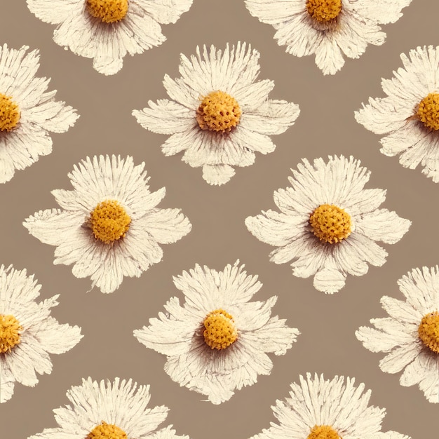 Motif de marguerites vintage. Elégant et chic. Texture textile. IA générative.