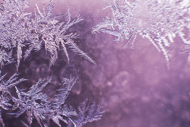 Photo motif de neige sur le verre du gel