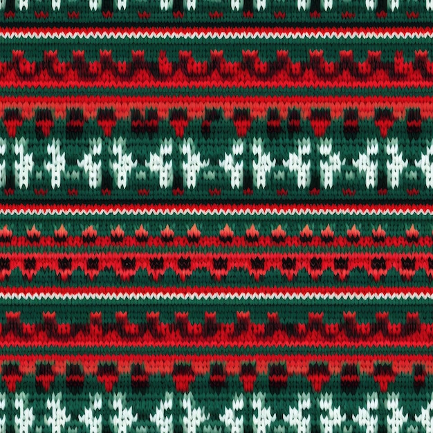 Photo motif de noël tricoté tricot rouge vert