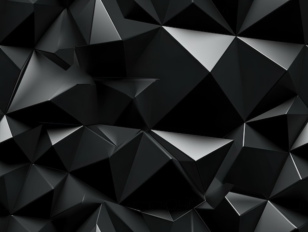 Motif noir abstrait sans couture avec conception de fond de papier peint triangles 3d AI générative
