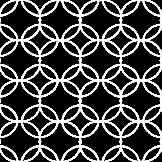 un motif noir et blanc avec des cercles et un fond noir