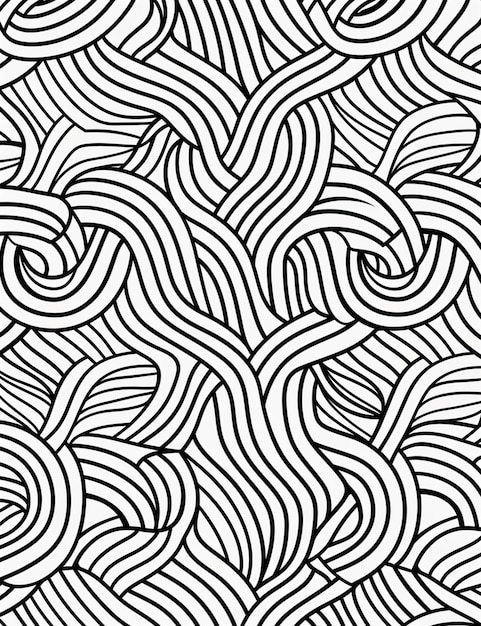 un motif noir et blanc avec des lignes ondulées IA générative