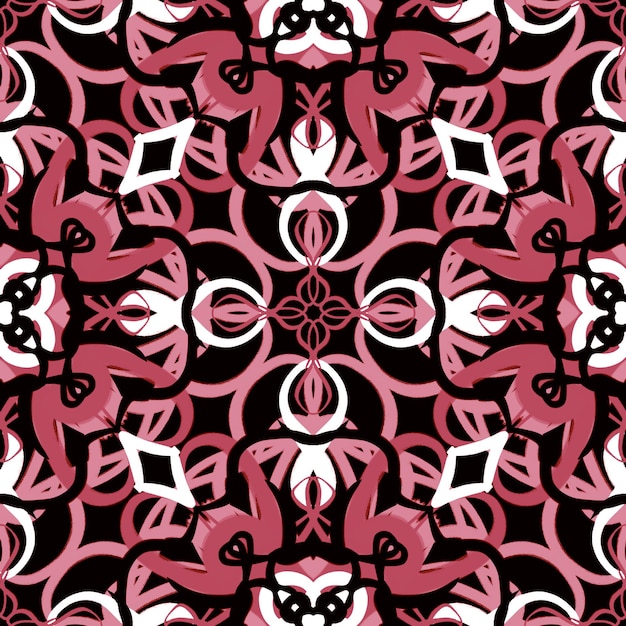 Motif d'ornement en mosaïque Arabesque Arrière-plan tribal ethnique authentique symétrique Texture antique pour la conception d'impression textile