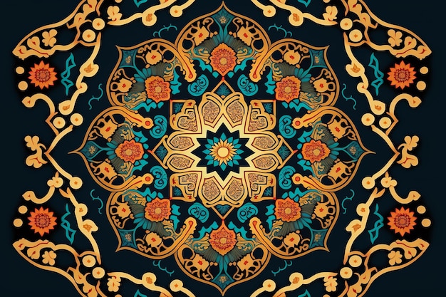 Motif d'ornement oriental Motifs orientaux dorés sur fond sombre