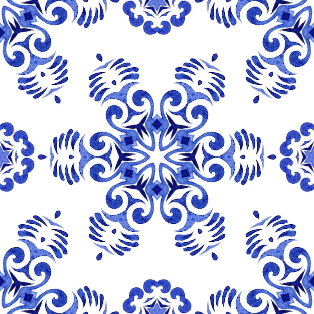 Motif ornemental sans couture de tuile aquarelle dessinée à la main abstraite. Fleur de mandala élégante pour tissus et papiers peints