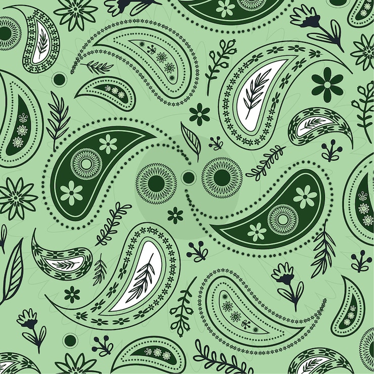Photo motif de paisley avec fond vert