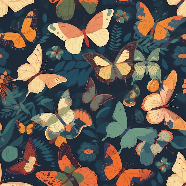 Motif de papillons sans couture avec des couleurs heureuses