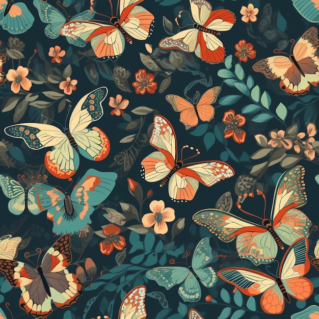 Motif de papillons sans couture avec des couleurs heureuses