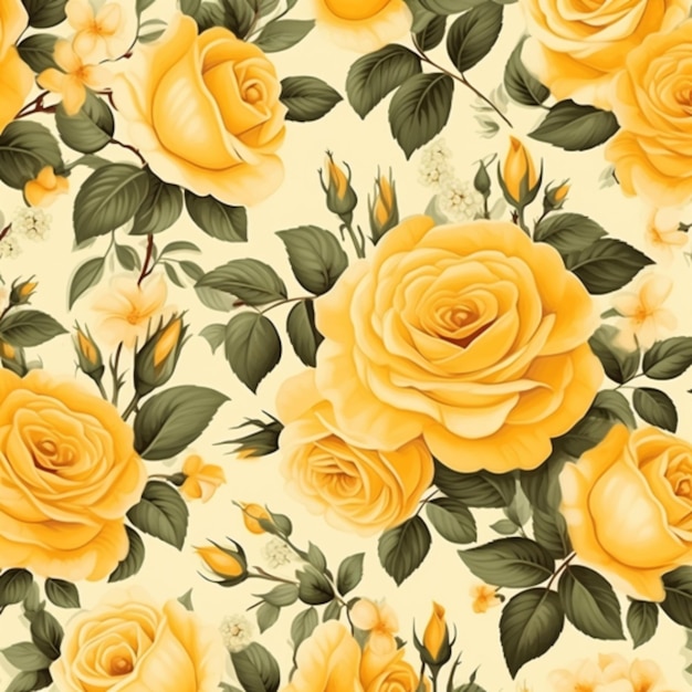 motif petites roses jaune