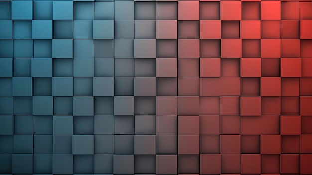 Le motif de pixel bleu et rouge contrasté crée un fond carré abstrait