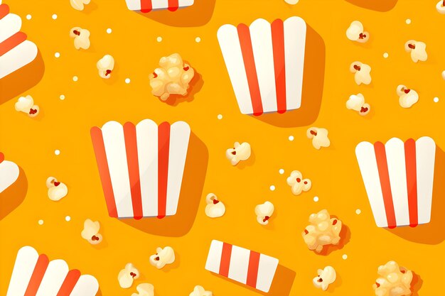 Motif de pop-corn simple sur fond jaune