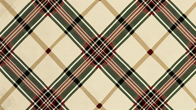 Un motif répétable sans couture d'un design classique en tartan plaid en beige rouge vert et brun Idéal pour le tissu d'arrière-plan et la décoration de la maison