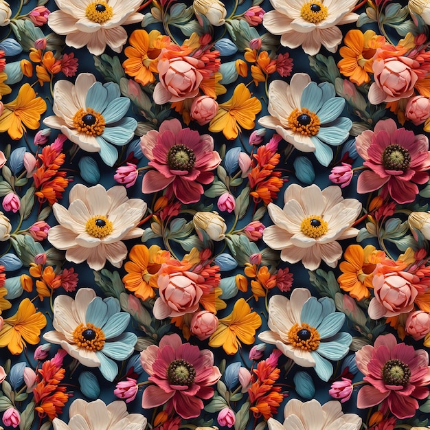 motif de répétition floral coloré créé avec un motif sans couture de couleurs vives à contraste élevé pour t