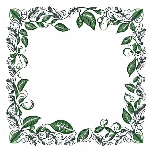 Photo motif de répétition textile du cadre de la feuille verte avec illustration vectorielle de fond blanc fabriqué par aiintelligence artificielle
