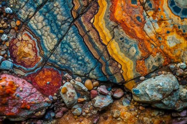 Un motif de roche coloré composé de différentes couleurs.