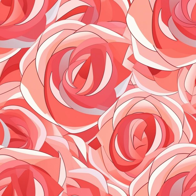 Photo motif de rose sans couture avec des roses rouges et roses génératives ai