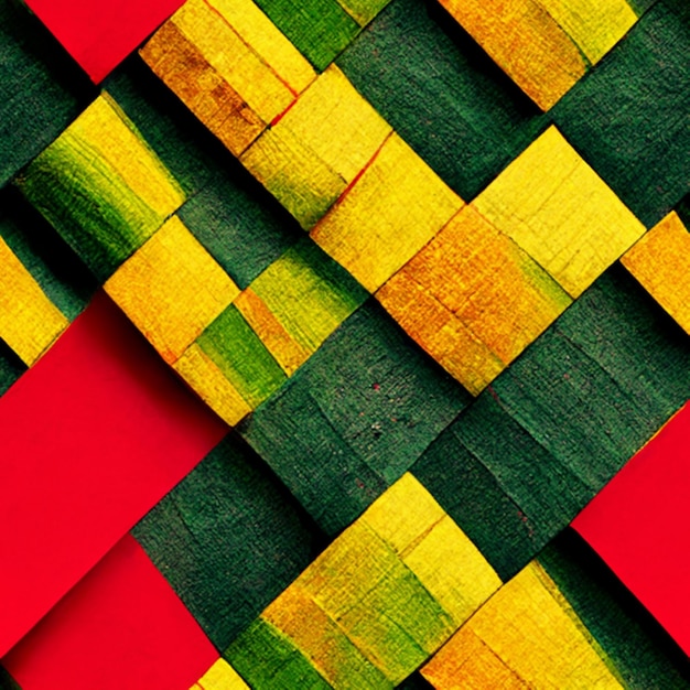 Motif rouge, jaune et vert