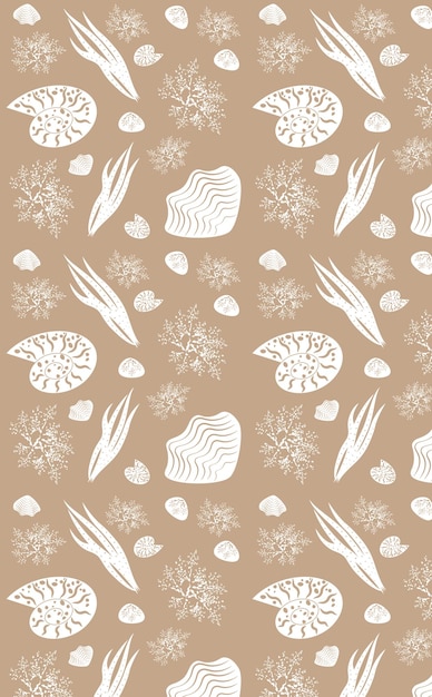 Motif sans couture animaux océaniques algues étoiles de mer sur fond blanc modèle de bannière vectorielle