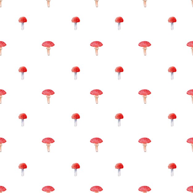 Motif sans couture à l'aquarelle avec des champignons sauvages